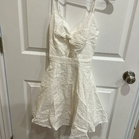 SHEIN | Dresses | Shein Small Cotton White Eyelet Cutout Summer Dress Great  For Graduation | Poshmark